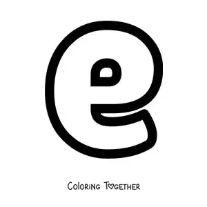 Coloring page of the lowercase letter E