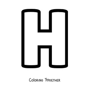 Coloring page of the uppercase letter H