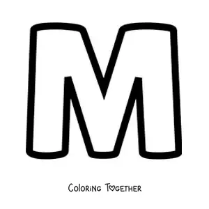 Coloring page of the uppercase letter M