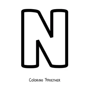 Coloring page of the uppercase letter N