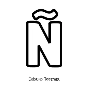 Coloring page of the uppercase letter N with tilde