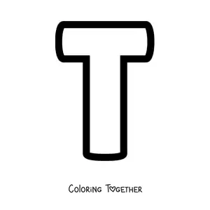 Coloring page of the uppercase letter T