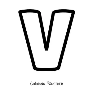 Coloring page of the uppercase letter V