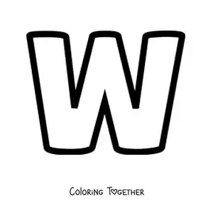 Coloring page of the uppercase letter W