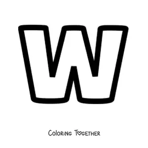Coloring page of the lowercase letter W
