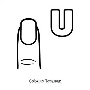 Coloring page of the letter U for una (fingernail)