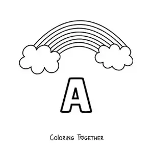 Coloring page of the letter A for arcoiris (rainbow)