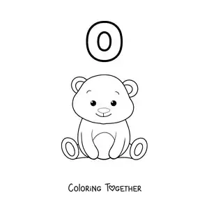Coloring page of the letter O for oso (bear)