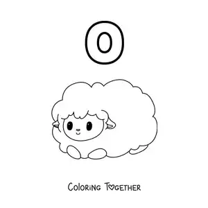 Coloring page of the letter o for sheep