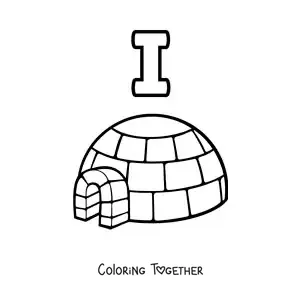 Coloring page of the letter i for igloo
