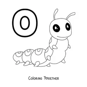 Coloring page of the letter o for caterpillar