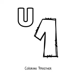 Coloring page of the letter u for one