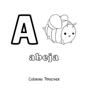 Coloring page of the letter a for bee