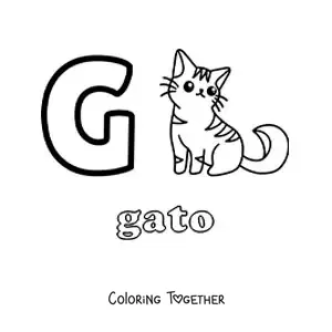 Coloring page of the letter g for cat