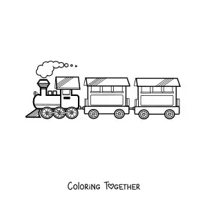 Coloring page of a steam train with two cars