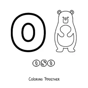 Coloring page of the letter o for bear