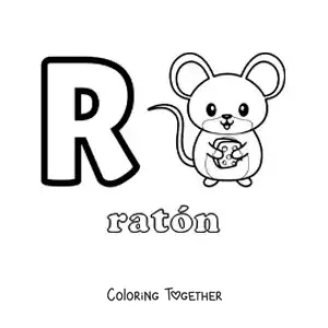 Coloring page of the letter r for mouse