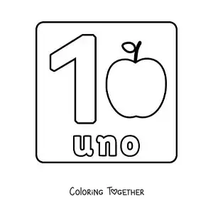 Coloring page of a big number 1 worksheet for kids