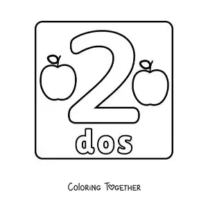 Coloring page of a big number 2 worksheet for kids