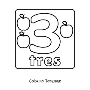 Coloring page of a big number 3 worksheet for kids