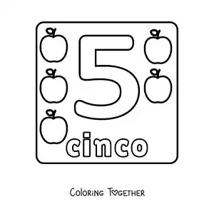 Coloring page of a big number 5 worksheet for kids