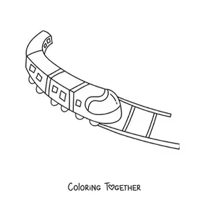 Coloring page of a modern train on rails
