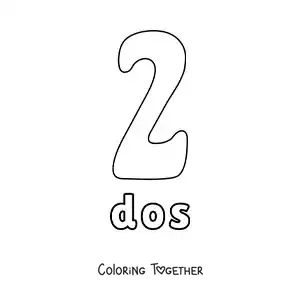 Coloring page of a number 2 worksheet to learn natural numbers