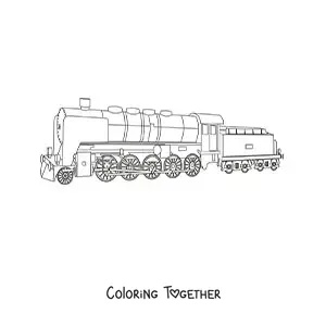 Coloring page of the side view of a train