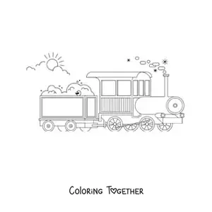 Coloring page of a freight train