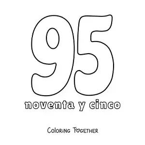 Coloring page of a flashcard of the number 95 to learn natural numbers