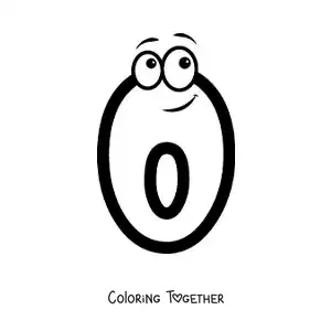 Coloring page of the animated number 0 for kids