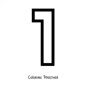 Coloring page of the large number 1