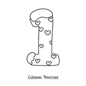Coloring page of the decorated number 1 for kids
