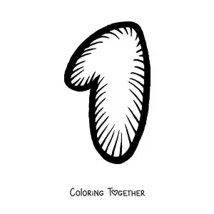 Coloring page of the large number 1 for preschool kids