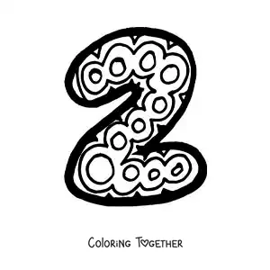 Coloring page of the large number 2 for preschool kids