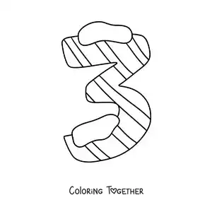 Coloring page of the decorated number 3 for kids