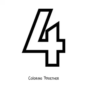 Coloring page of the large number 4