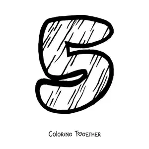 Coloring page of the large number 5 for preschool kids