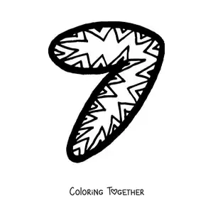 Coloring page of the large number 7 for preschool kids