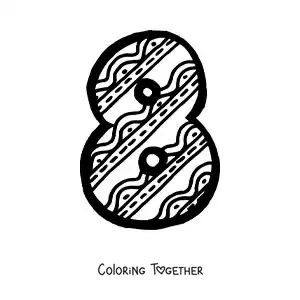 Coloring page of a large number 8 for preschool kids