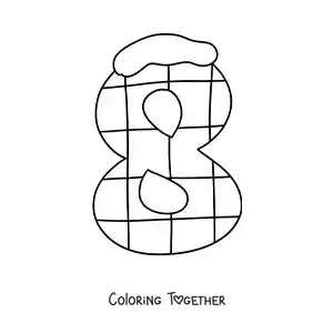 Coloring page of a decorated number 8 for kids