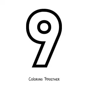 Coloring page of a large number 9