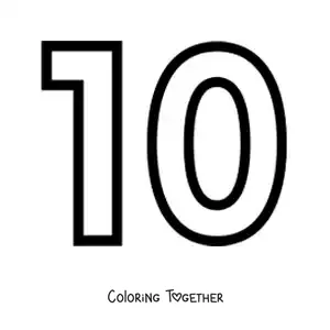 Coloring page of a large number 10