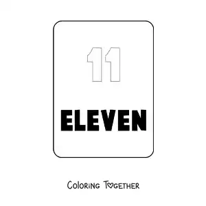 Coloring page of the number 11 in English