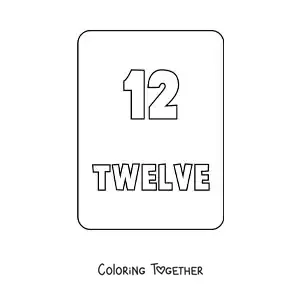 Coloring page of the number 12 in English