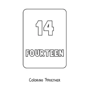 Coloring page of the number 14 in English