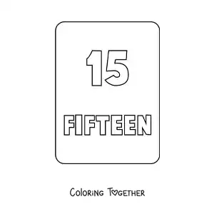 Coloring page of the number 15 in English