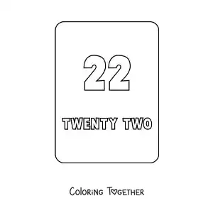 Coloring page of the number 22 in English