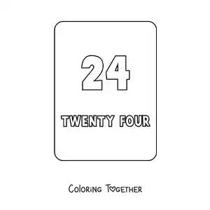 Coloring page of the number 24 in English