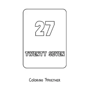 Coloring page of the number 27 in English
